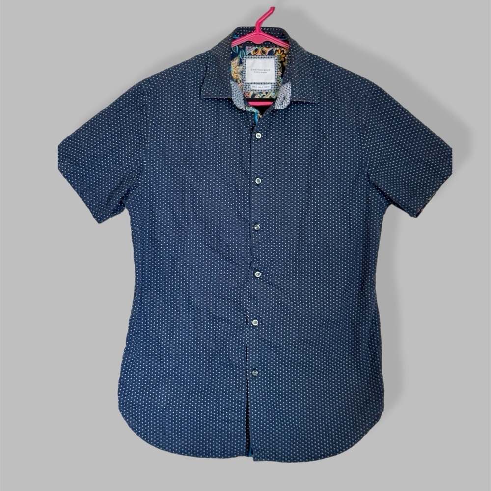 Cactus Man By Ricky Singh Blue Pattern Button Up Shirt